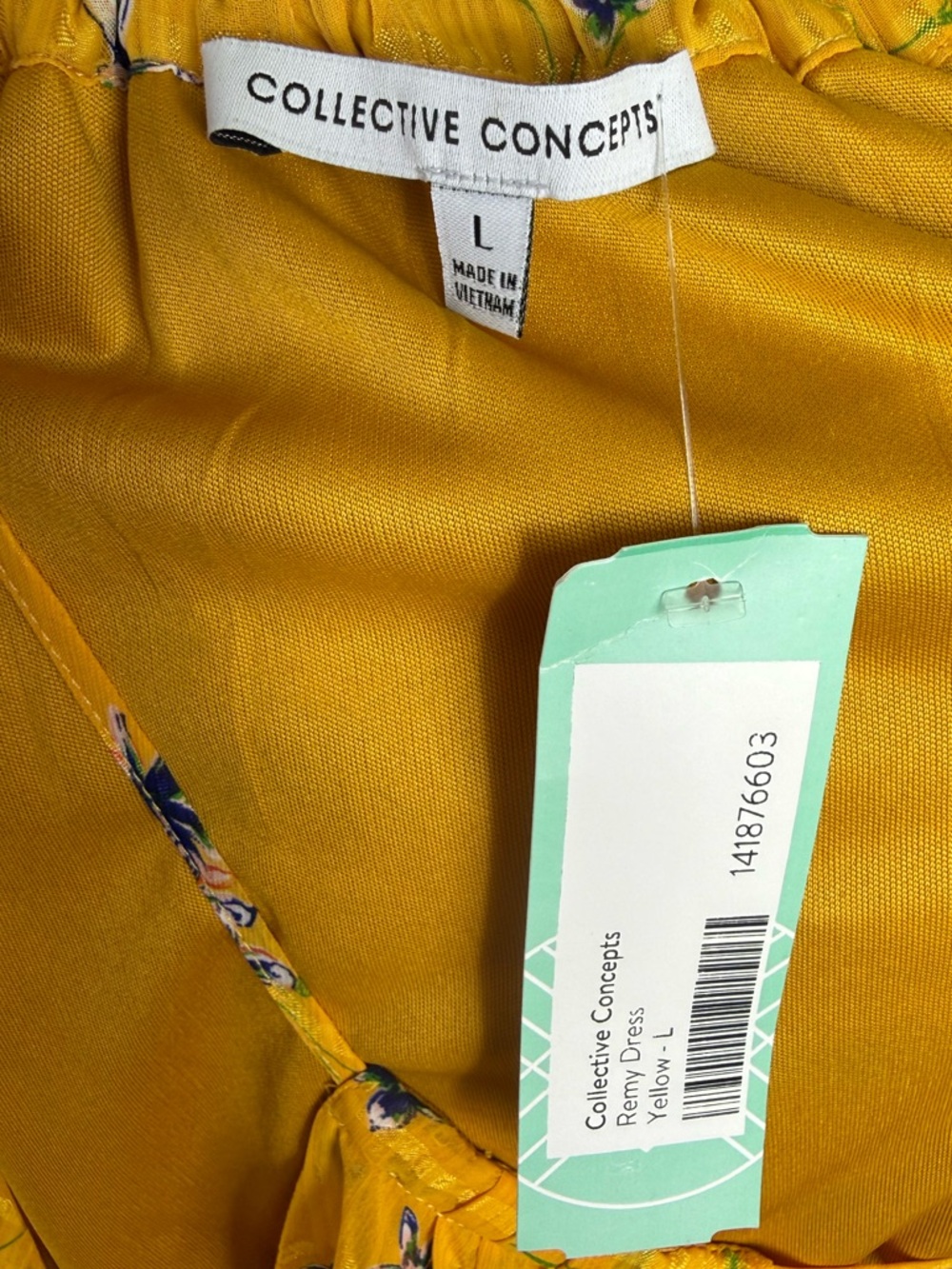 Collective Concepts Remy Dress Stitch Fix L Yellow Blue Floral - Picture 4 of 5